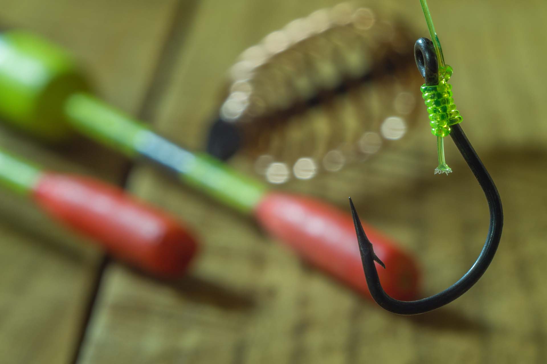 close-up of a homemade hook for fishing