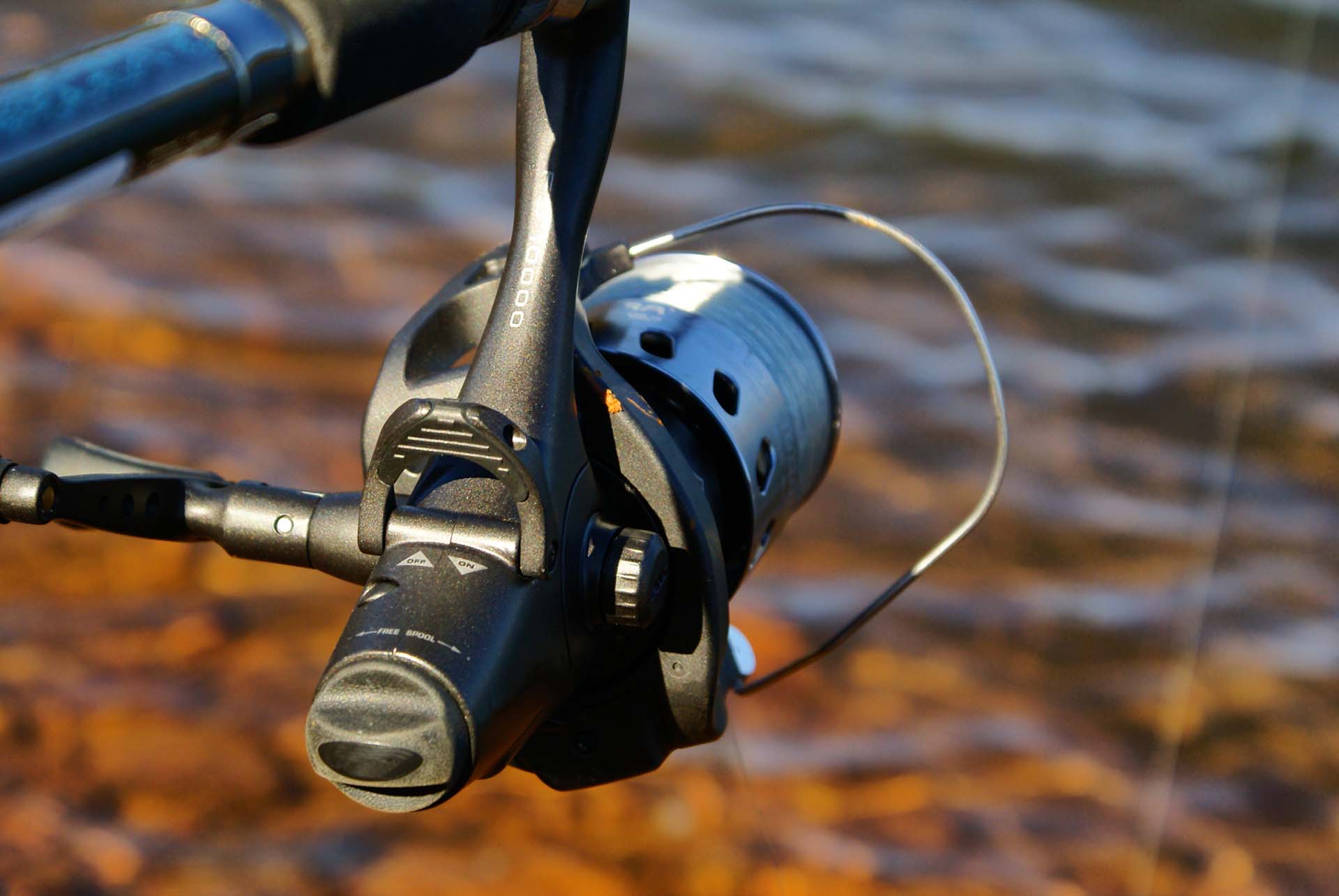 A fishing rod with reel and line 