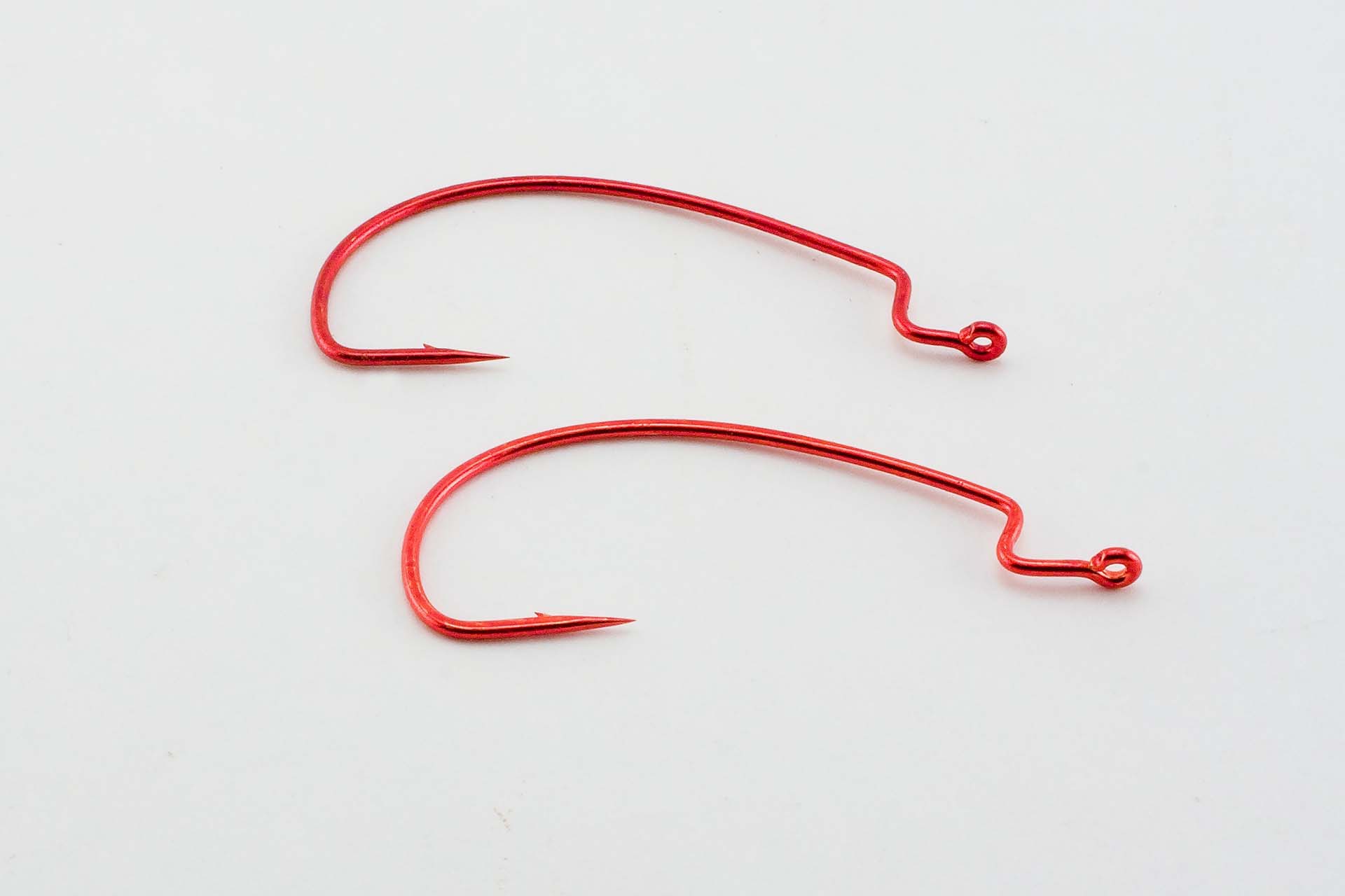 Red fishing hooks