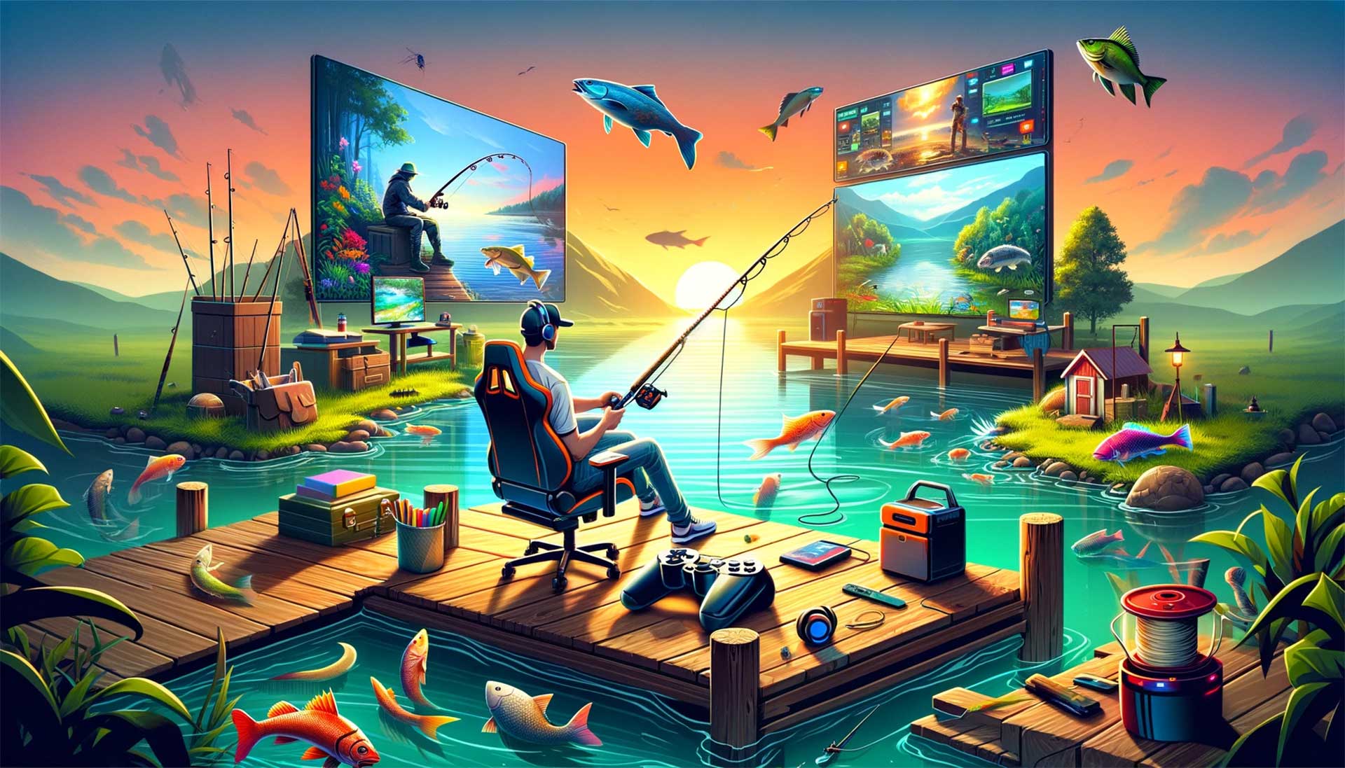 The Best Fishing games concept AI generated