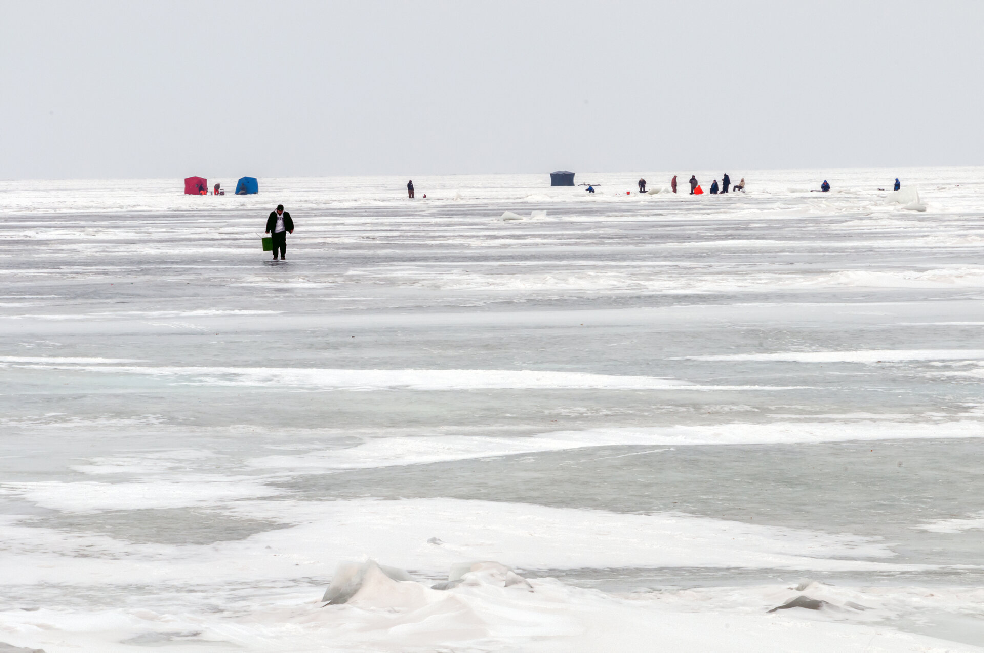 Ice fishing on the Bay of Green Bay